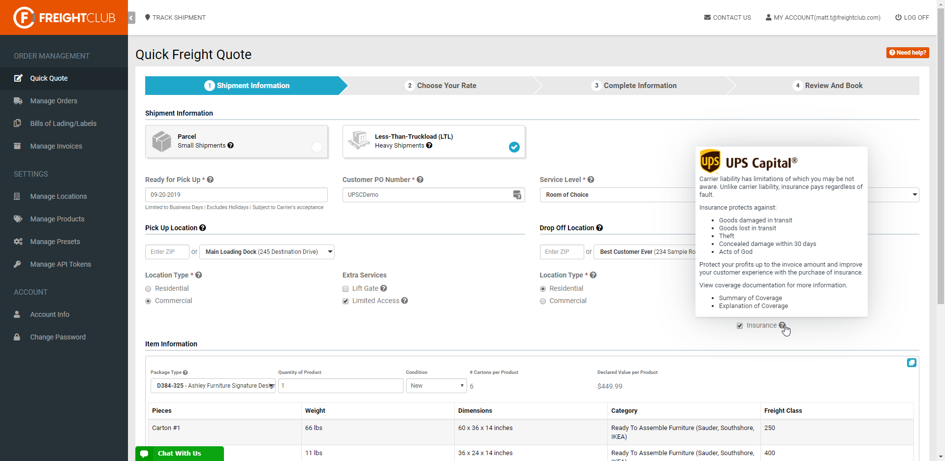 screenshot of Freight Club